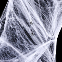 1 sac de toile d'araignée extensible, accessoire d'Halloween + 2 fausses araignées