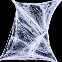 1 Bag of Stretchable Spider Web Webbing Cobweb Halloween Prop + 2 Fake Spiders