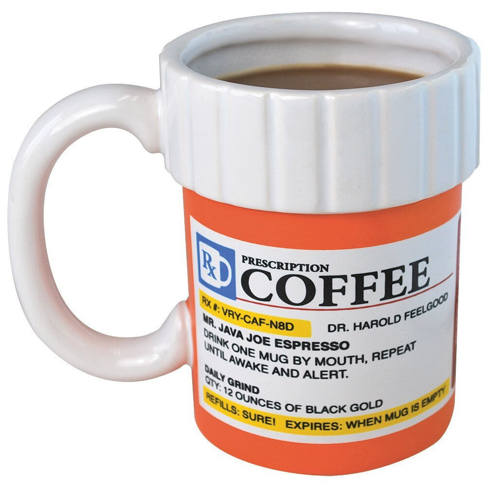 Taza con receta Botella de pastillas Taza de café Farmacia 12 oz. Rx juguetes de boca grande