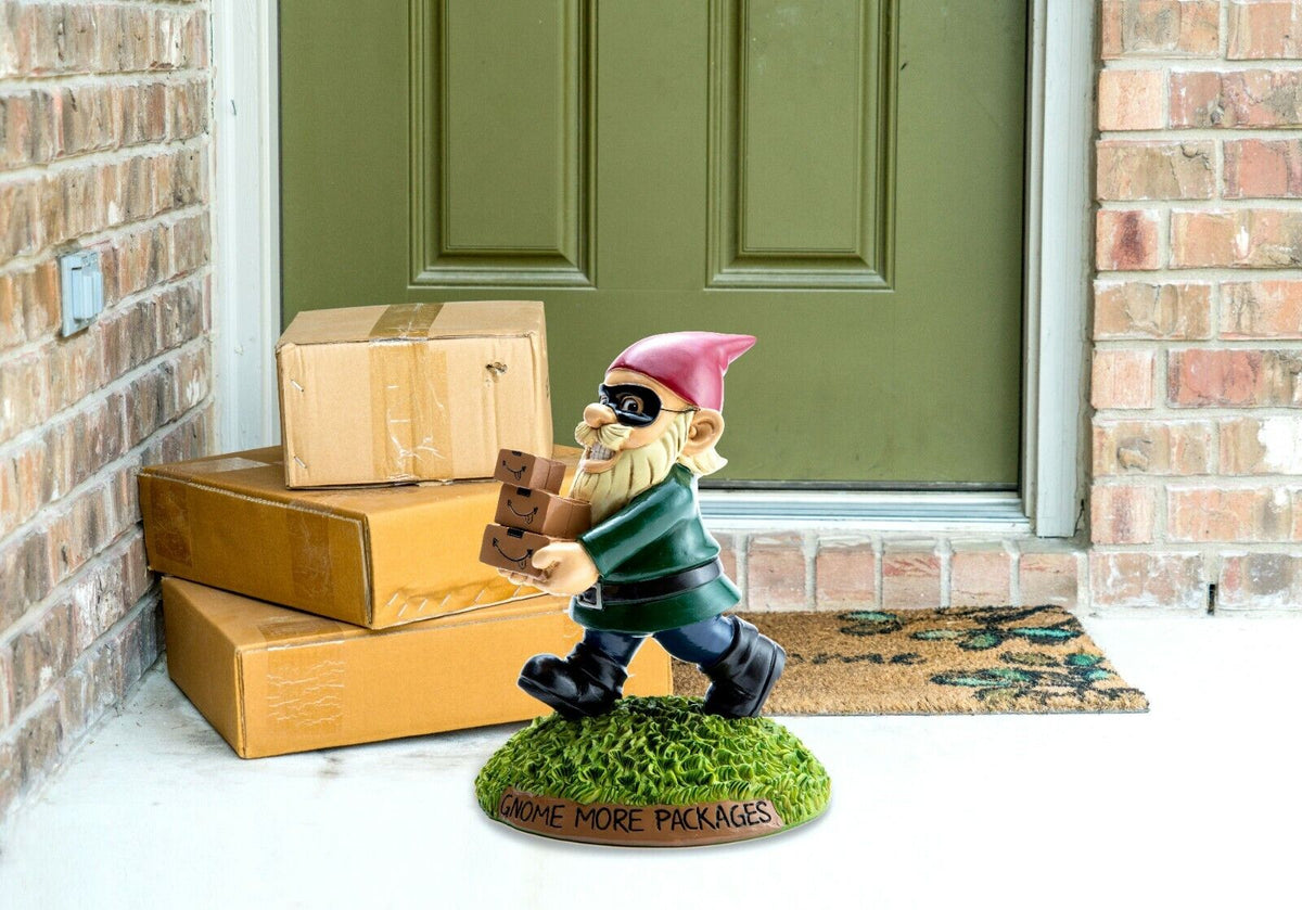 THE PORCH PIRATE Garden Gnome Statue Yard Lawn Amazon & eBay Package Box Stealer