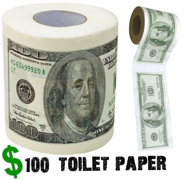 $100.00 - Rollo de papel higiénico con billete de cien dólares - Big Mouth Inc