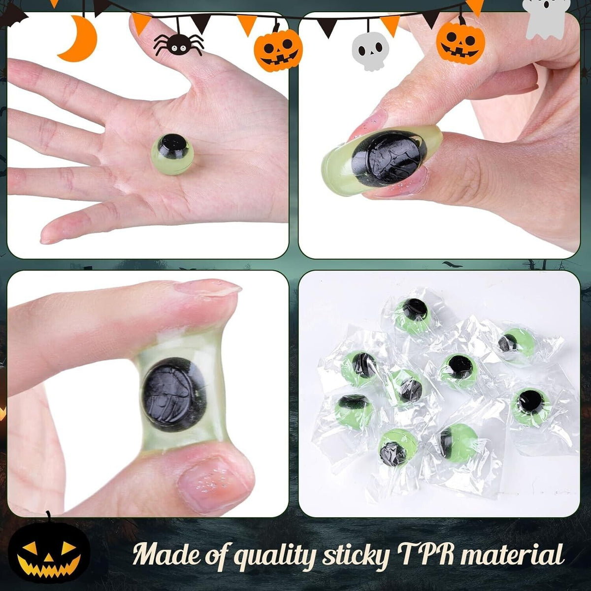 120 HALLOWEEN Party Favors Prize Pinata Glow In The Dark STICKY EYES Eyeballs