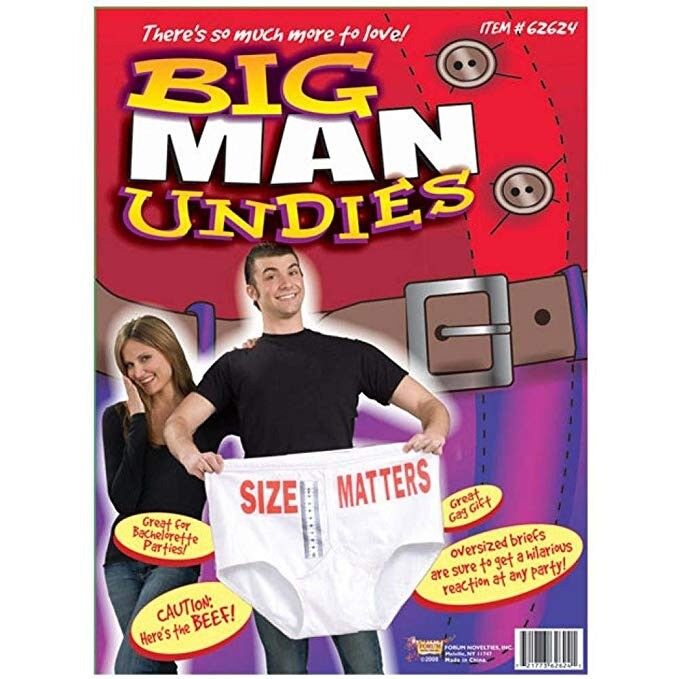 Big Man Undies – Broma de despedida de soltera, calzoncillos de gran tamaño, accesorio para disfraz