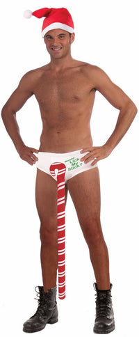 CANDY CANE STUD UNDIES SOUS-VÊTEMENTS Slip blanc de Noël Funny GaG Joke Prank Men