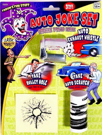 AUTO JOKE SET Funny Joke Prank Car Gift Fake Scratch Bullet Hole Sifflet d’échappement 