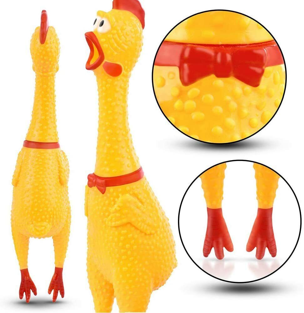 BIG 16" SCREECHING RUBBER CHICKEN - SQUEAK Sound Squeeze Screaming Dog Child Toy