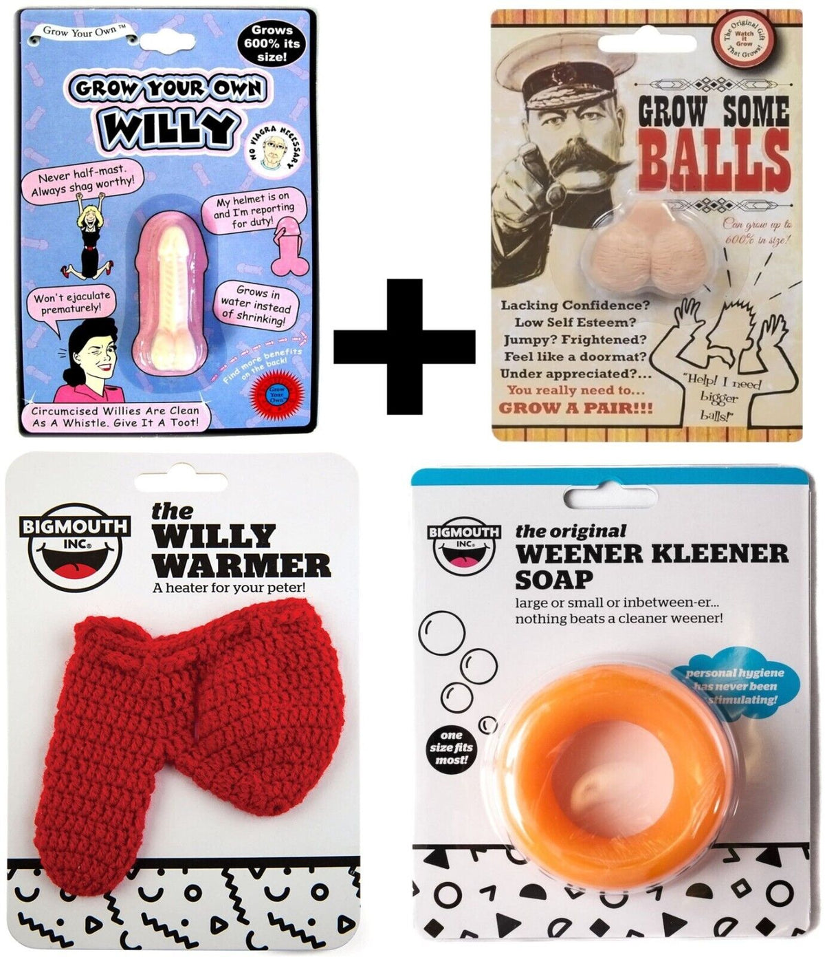 1 Willy Warmer + 1 Savon Weener Kleener + 1 Paire de Boules Grow + 1 Grow Pecker