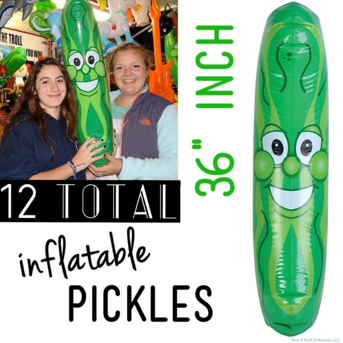 Paquete de 12 - GIGANTE Jumbo 36" verde inflable sonriente PICKLE HEAD (3 PIES) Fideos de vinilo para piscina