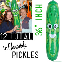 12 Pack - GIANT Jumbo 36" Green Inflatable Smiling PICKLE HEAD (3 FEET) Vinyl Pool Noodle