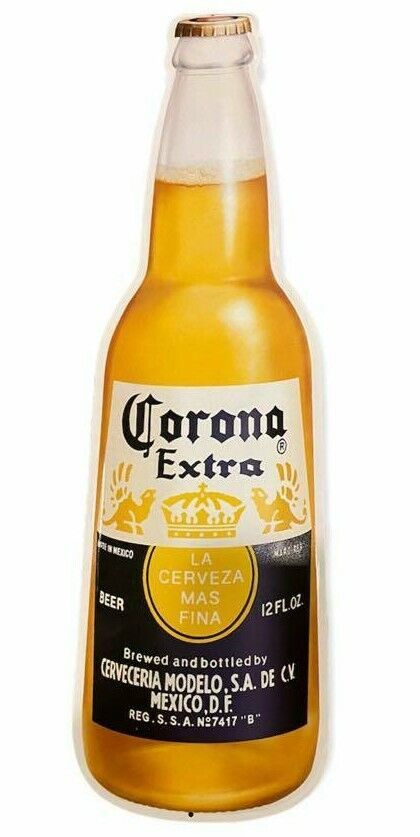 Corona Extra Metal Tin Beer Bottle Bar Pub Sign 22" X 6" Garaje Mancave Room