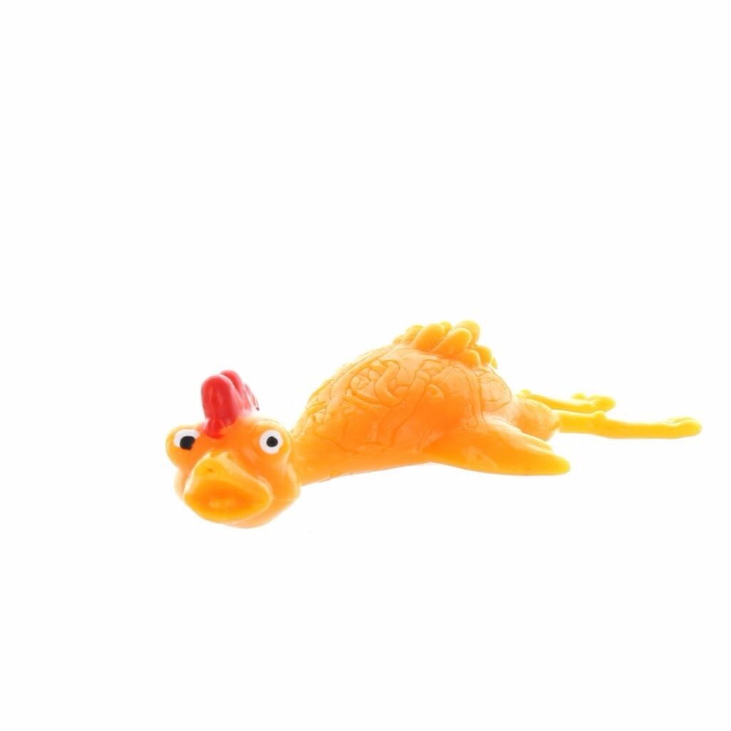 Stretching Slingshot Chicken 4.5" Rubber Yellow Bird Finger Flying Toy