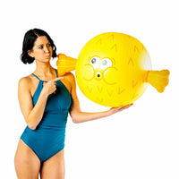 Flotador inflable gigante de juguete para fiesta en la piscina con pelota de playa PUFFERFISH de 30" - BigMouth Inc