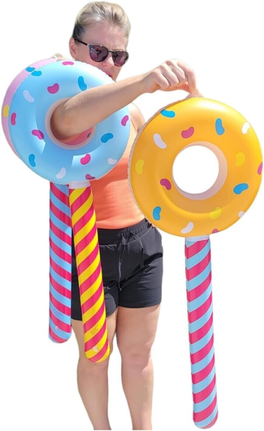 12 JUMBO ~ Inflatable Donut Lollipop Wonka CANDYLAND Pool Float Party Toys