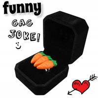 Divertido anillo de compromiso de 3 quilates de zanahoria en caja - Broma práctica de boda
