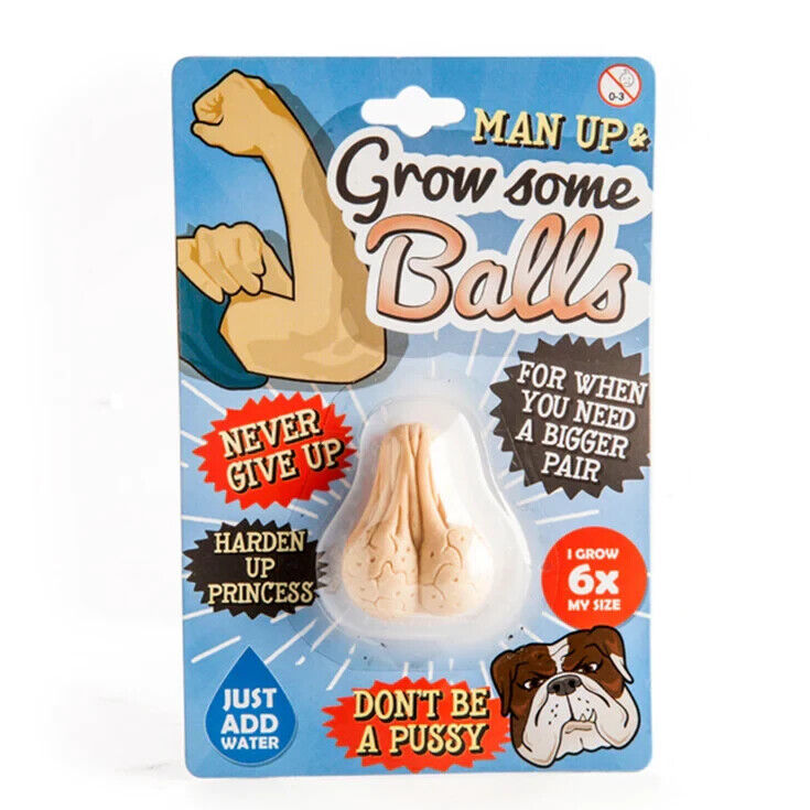 Man up &amp; Grow A Pair of Balls Funny Gag Prank Joke Nouveauté Cadeau - Pousse dans l'eau