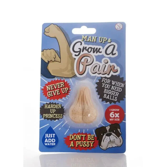 Man up &amp; Grow A Pair of Balls Funny Gag Prank Joke Nouveauté Cadeau - Pousse dans l'eau