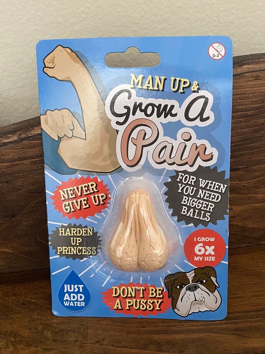 Man up & Grow A Pair of Balls Funny Gag Prank Joke Novelty Gift - Grows in water