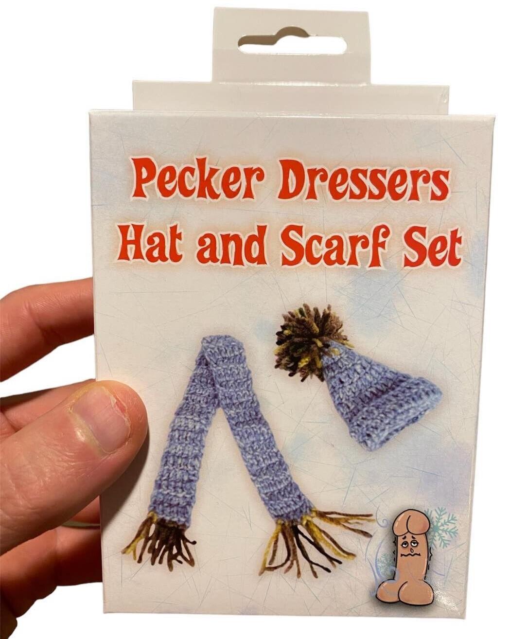 Pecker Dresser Hat & Scarf Set - Willy Warmer Men's Winter Weener Costume Outfit