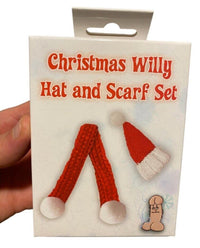 Ensemble bonnet et écharpe de Noël Willy - Cadeau GaG pour préservatif plus chaud Weener pour hommes