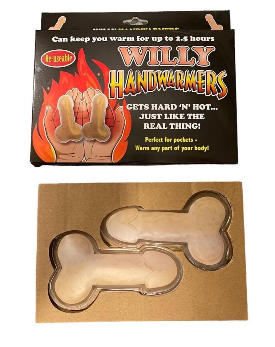 Calentadores de manos Willy Pecker para adultos, reutilizables, regalo de calcetín de Papá Noel secreto de invierno, 2 unidades