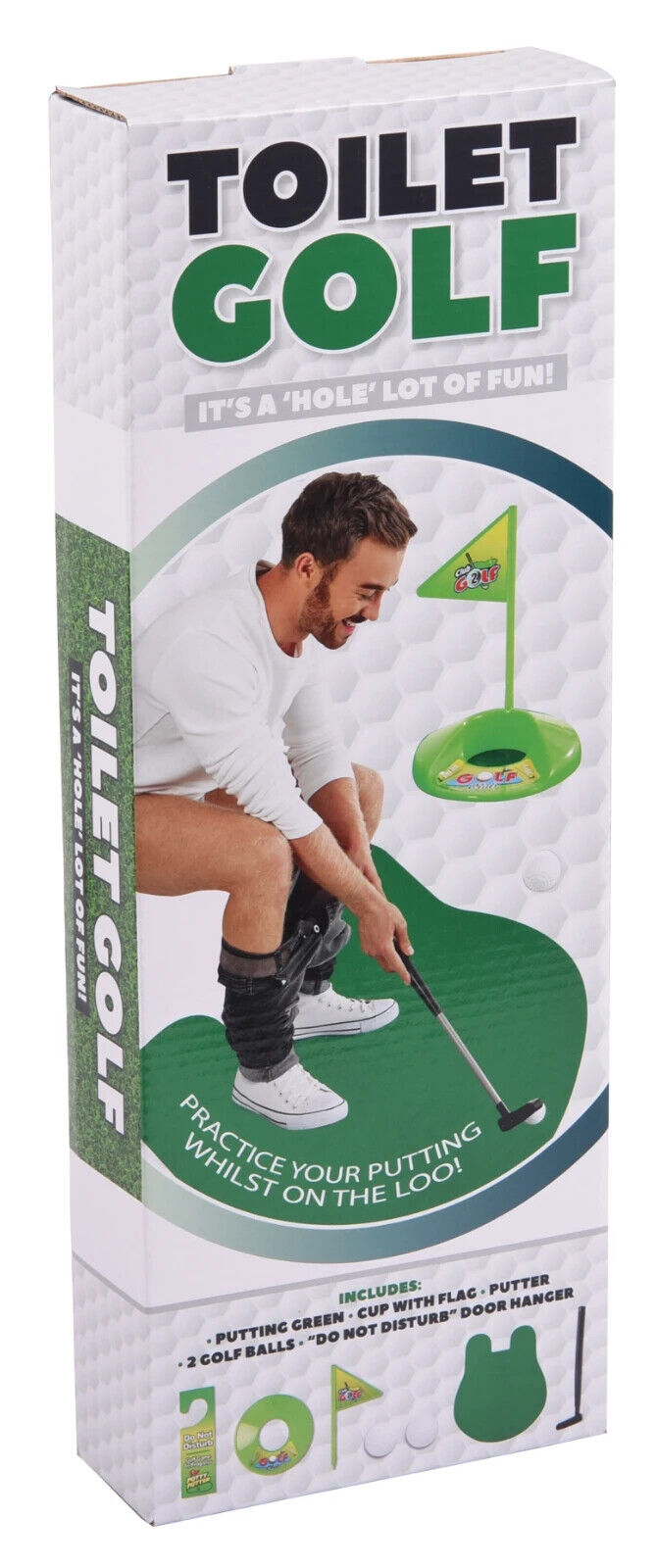 TOILET GOLF - Juego de regalo para golfista, baño, orinal, putter, ¡simplemente siéntate y juega!