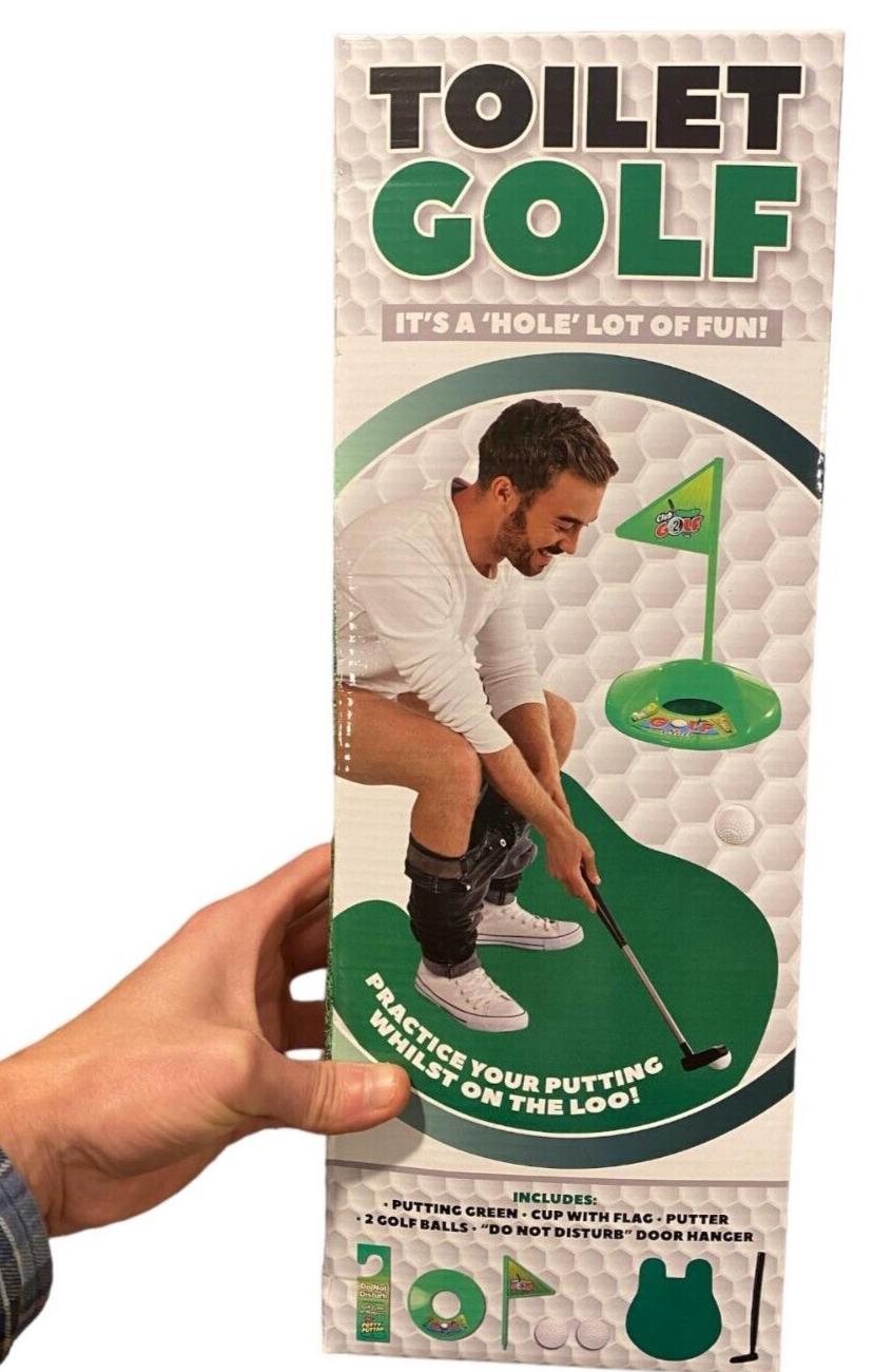 TOILET GOLF - Golfer Bathroom Potty Putter Game Gift Set - Just sit and play!