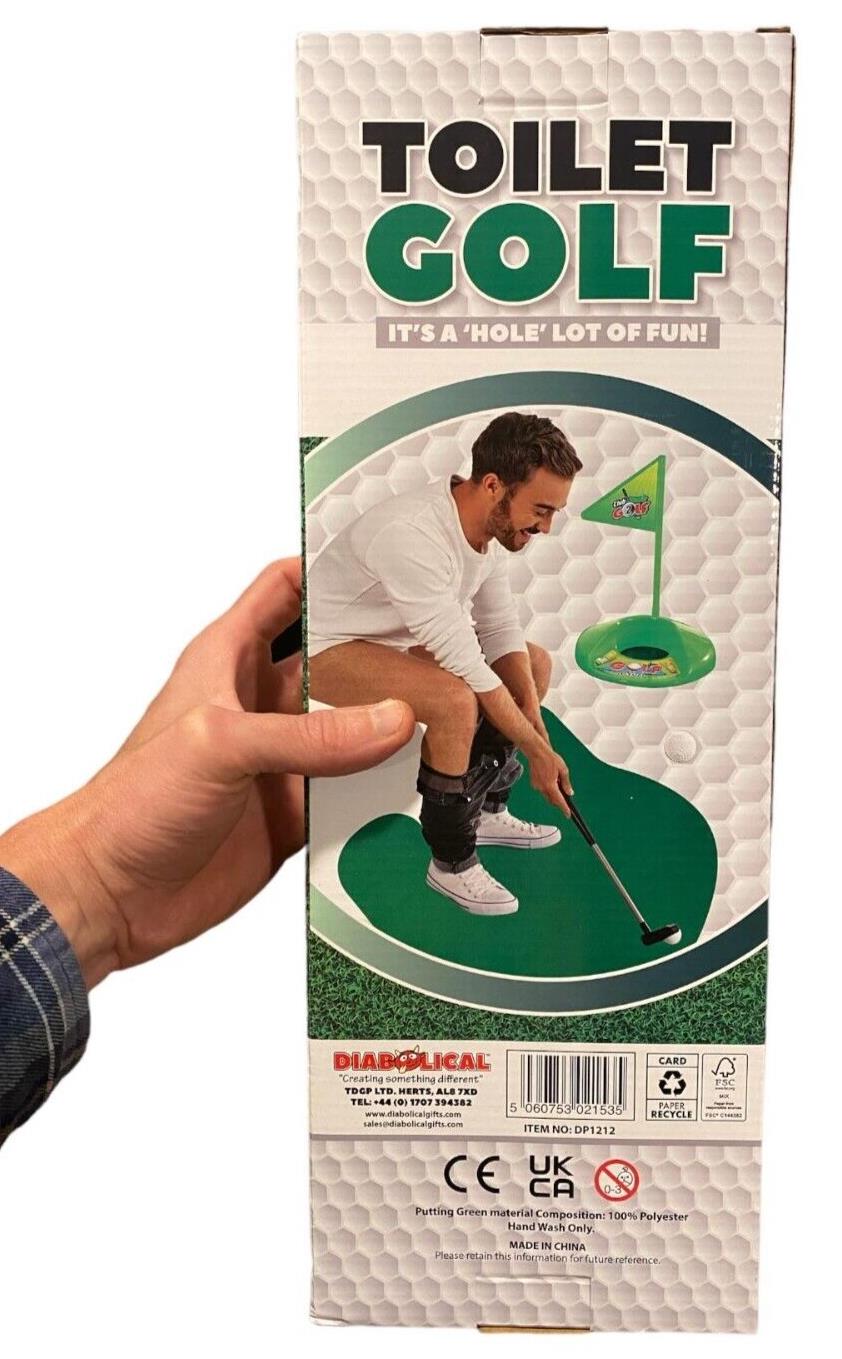 GOLF DE TOILETTE - Coffret cadeau de jeu de putter de pot de salle de bain pour golfeur - Asseyez-vous et jouez !