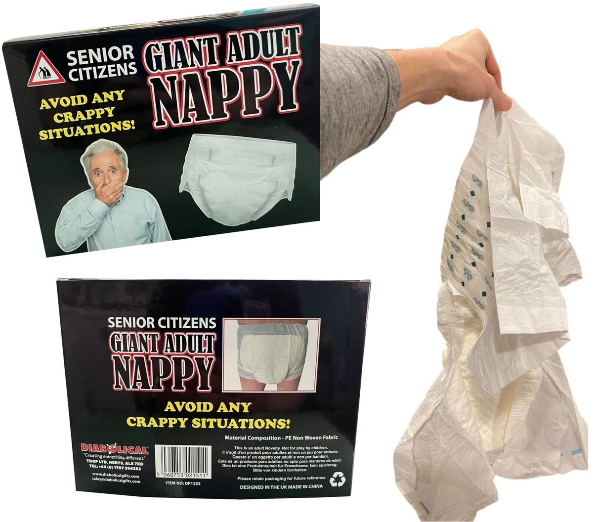 Giant Oversized Adult Diaper - Over the Hill - Senior Citizen Birthday Gag Gift