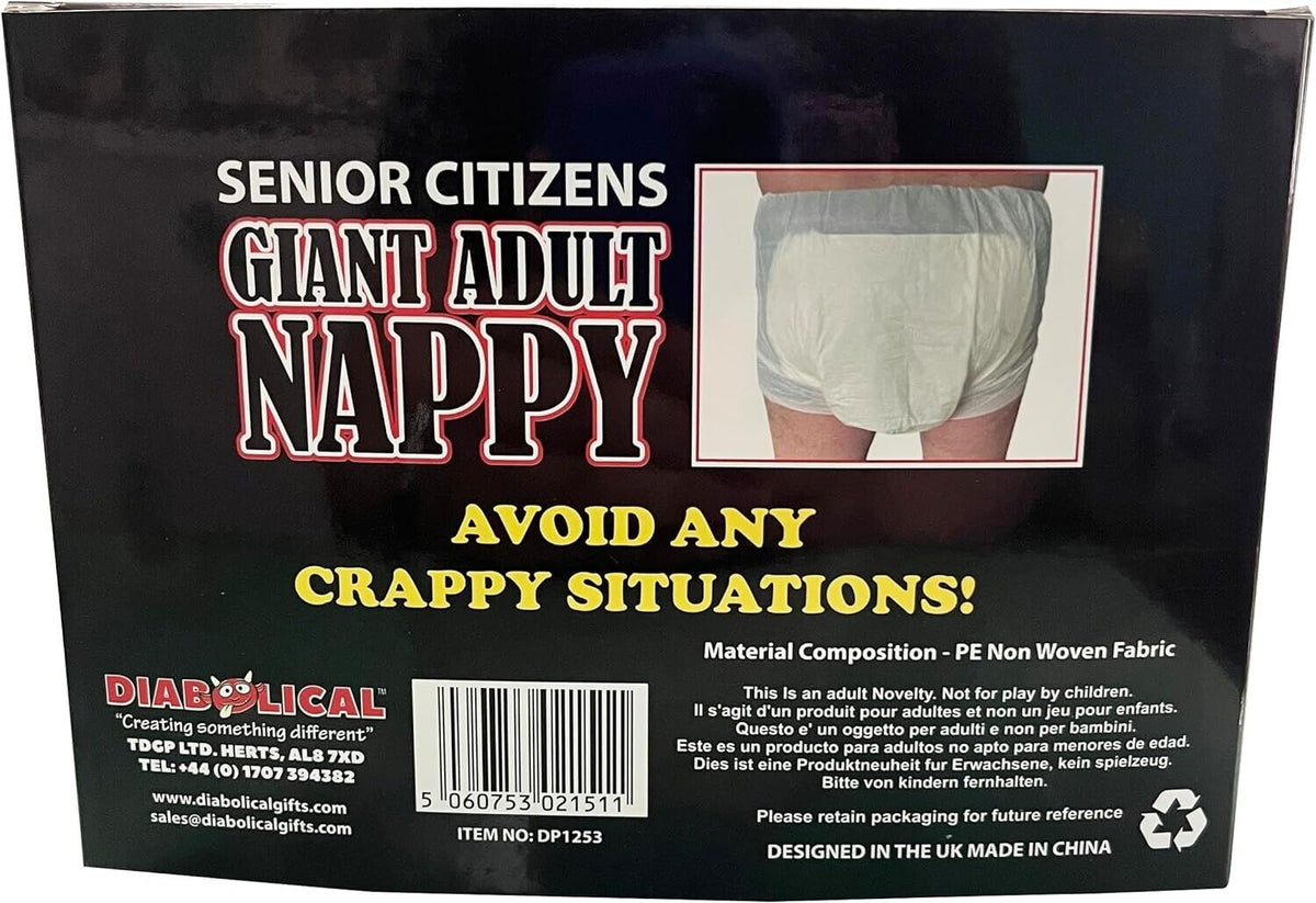 Giant Oversized Adult Diaper - Over the Hill - Senior Citizen Birthday Gag Gift