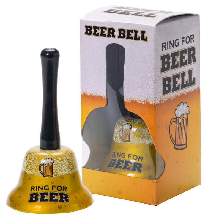 Golden " Ring for BEER " Hand Bell - Gag Joke Bar Pub Office Desk Kitchen Room