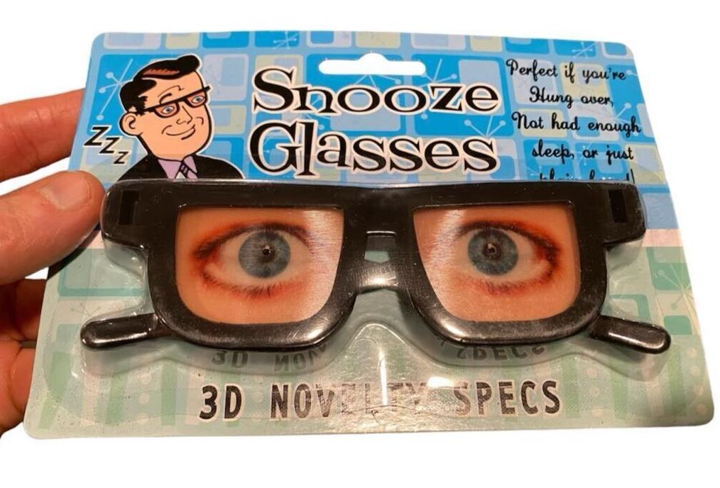 Snooze Glasses -  Gag Gift, Funny Eyewear - Hologram Costume Eyes Open & Close!