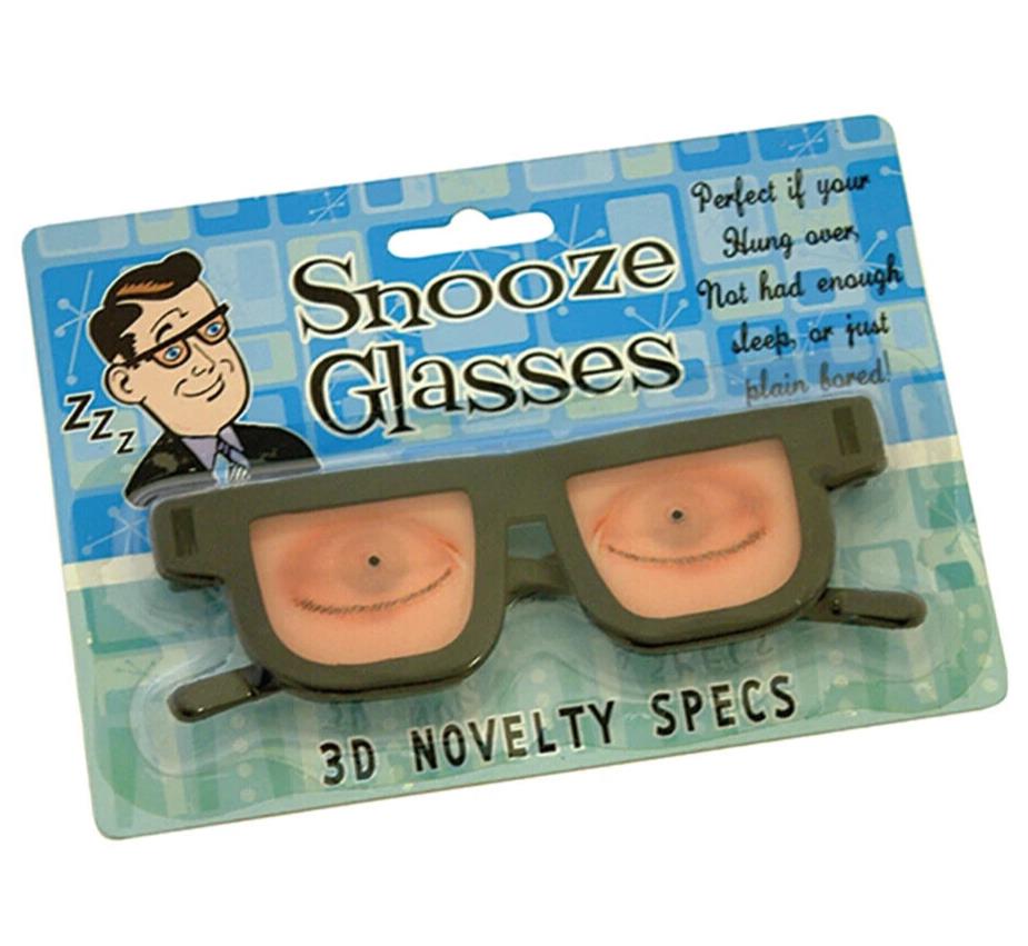 Snooze Glasses -  Gag Gift, Funny Eyewear - Hologram Costume Eyes Open & Close!