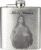 JESUS HOLY WATER Stainless Steel Hip Flask 6oz - Drinking Gag Novelty Joke Gift