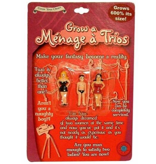 3pk Grow A Menage a Trios - Trio - Funny Fantasy Gag Joke Nouveauté Cadeau