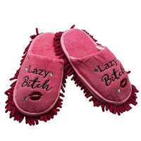 LAZY BITCH 💋 Pink Slippers - Clean Floor without the Chore! Funny Gag Joke Gift