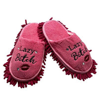 LAZY BITCH 💋 Pantoufles roses - Nettoyer le sol sans la corvée ! Cadeau drôle de blague de gag