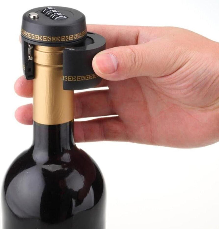 BOOZE WINE BOTTLE LOCK - Combination Set and forget! Fun Gag Joke Drinking Gift