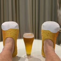 BEER SLIPPERS - Comfy Pints Funny GaG Joke Novelty Drinking Gift - SIZE LARGE