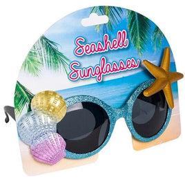 Lunettes de soleil coquillage - Party Mardi Luau Tropical Shades - Lunettes de plage étincelantes 