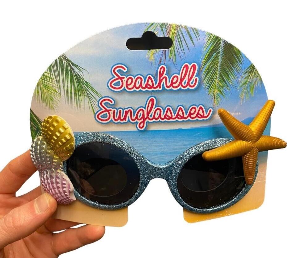 Gafas de sol Seashell - Party Mardi Luau Tropical Shades - Gafas de playa brillantes 