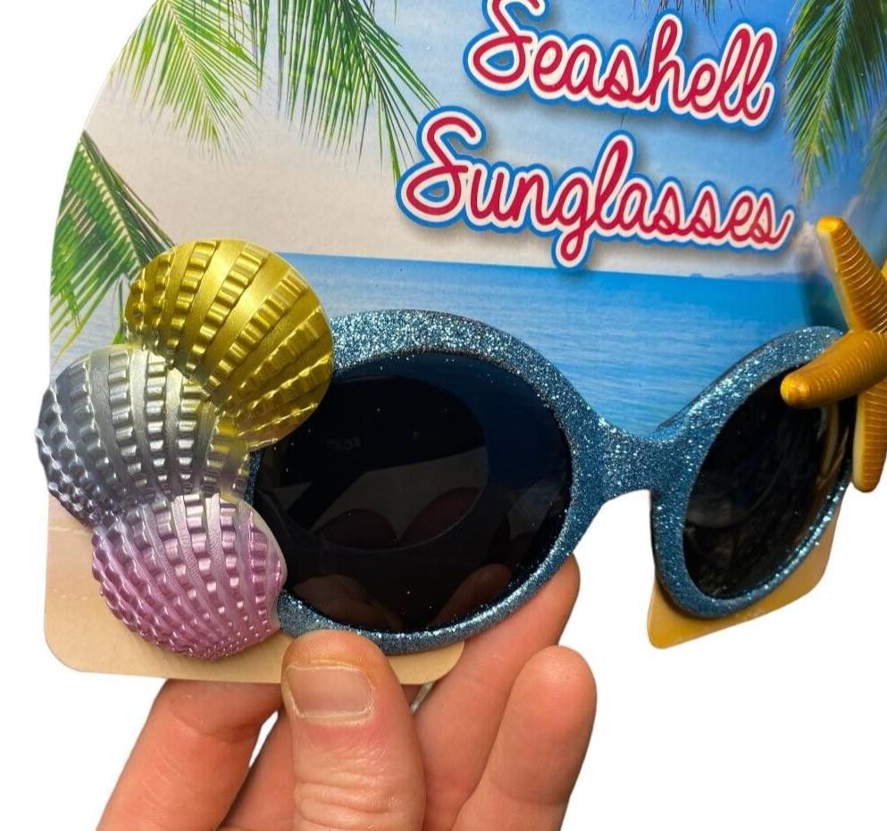 Seashell Sunglasses - Party Mardi Luau Tropical Shades - Sparkling Beach Glasses