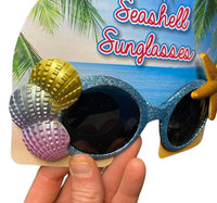 Lunettes de soleil coquillage - Party Mardi Luau Tropical Shades - Lunettes de plage étincelantes 