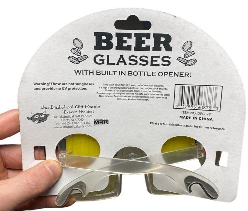 Beer Mug Bottle Opener Glasses - Party Shades Mardi Luau Drinking Sunglasses