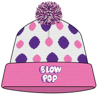 BLOW POP Candy Pom Pom Beanie Hat - Pink Retro Trendy Skater Winter Soft Cap