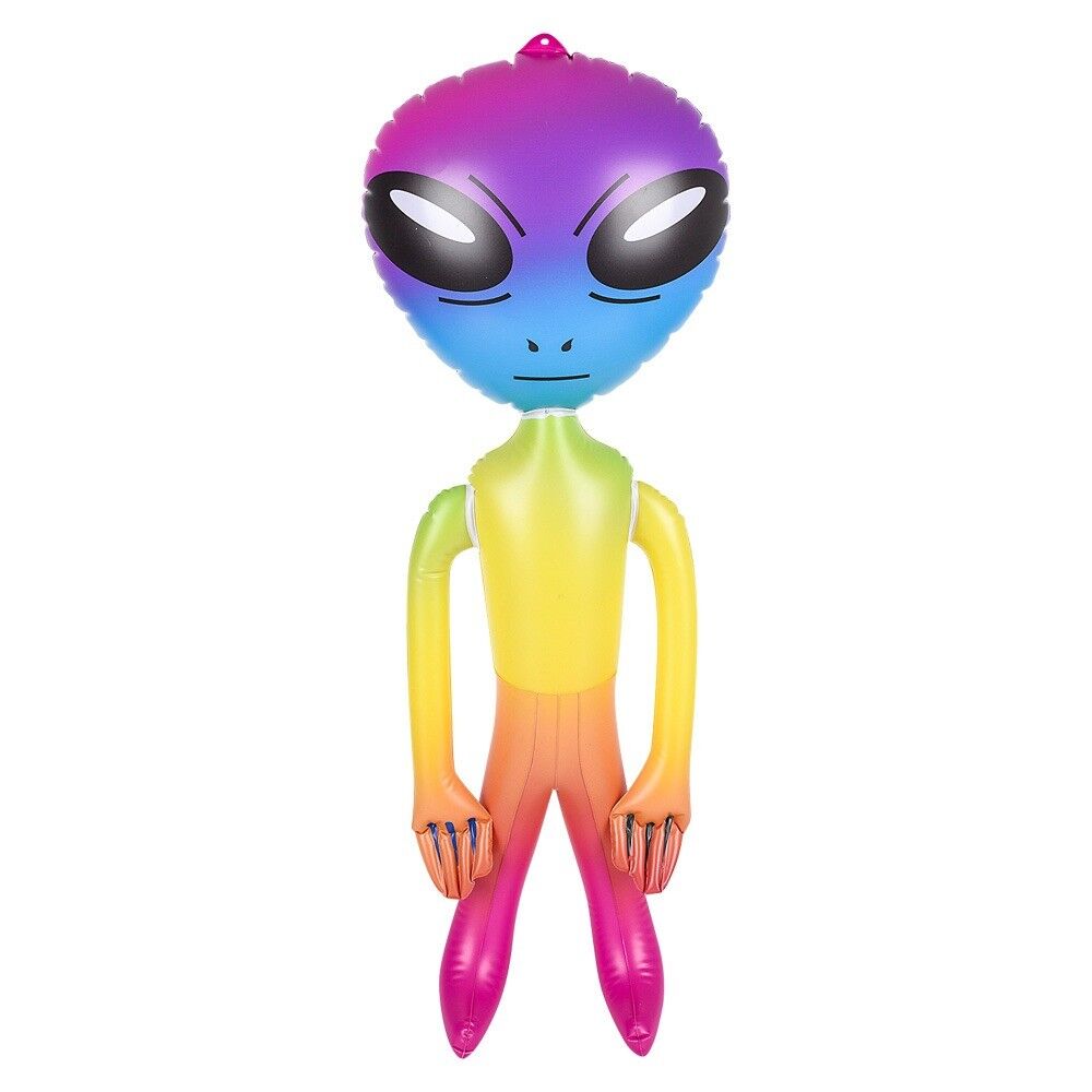 SET OF 3 - Assorted 36" Alien Inflatable Blow Up Inflate - Rainbow-Green-Tie Dye