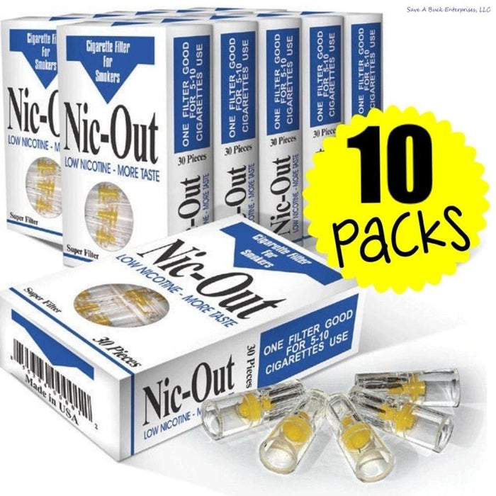 Nic-Out Paquetes de 10 filtros de cigarrillos desechables (300 filtros)