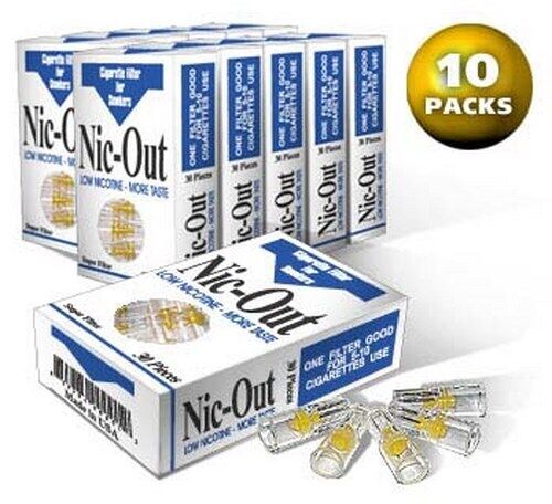 10 Packs Nic Out Disposable Cigarette Plastic Filter Covers (300 filters)