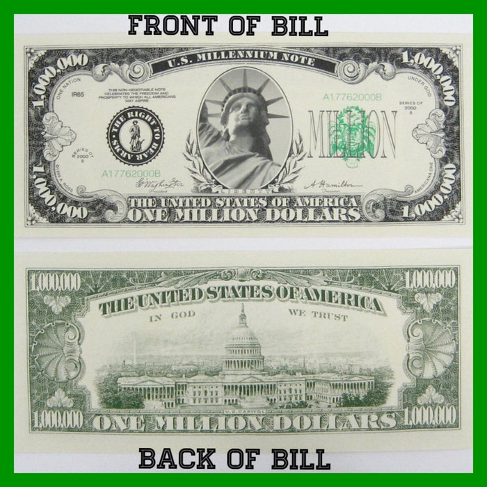 1000 Classic Million Dollar Bills - Novelty Fake Play Joke Money Prop Bills