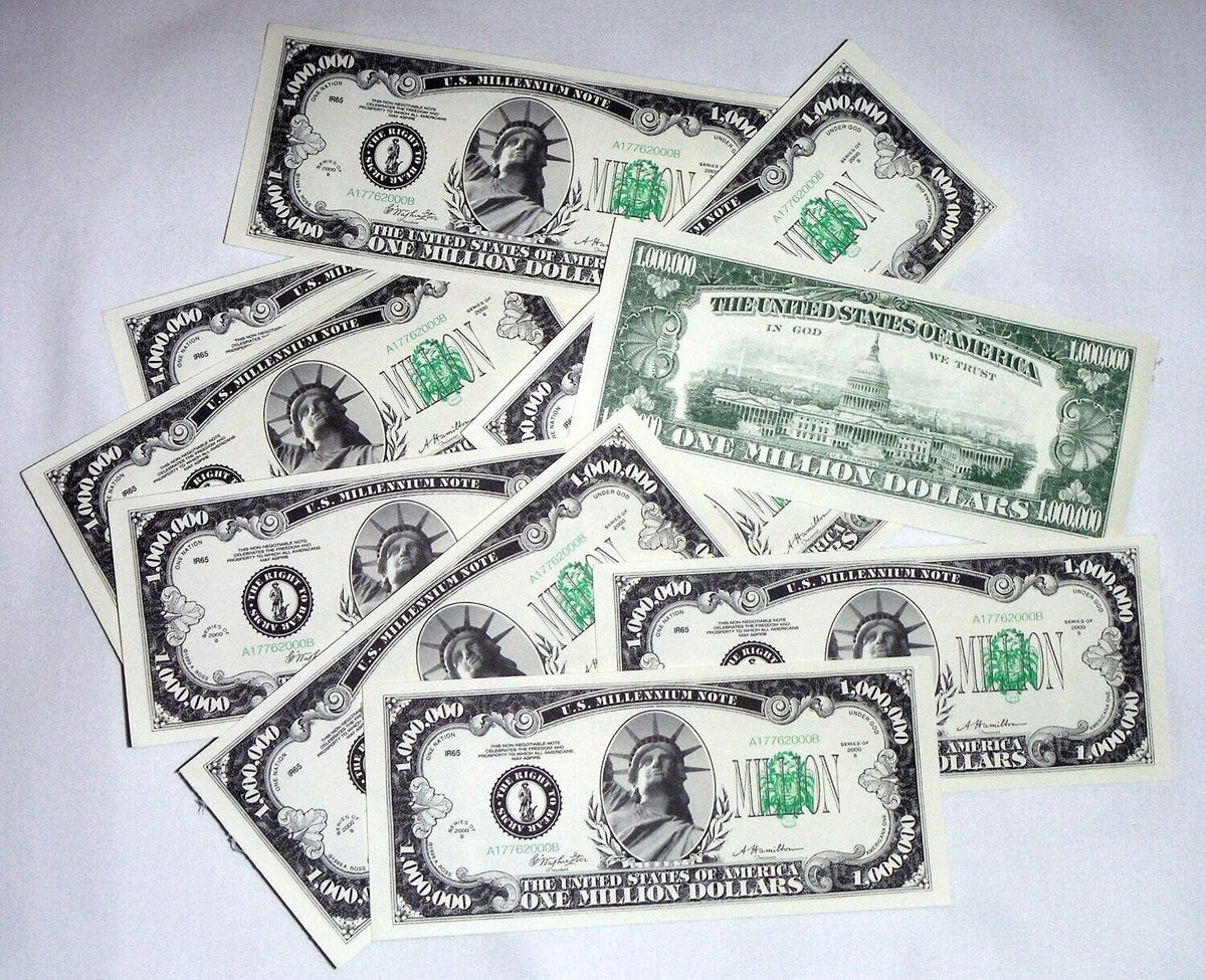 100 Classic Million Dollar Novelty Fake Play Casino Joke Money Bills