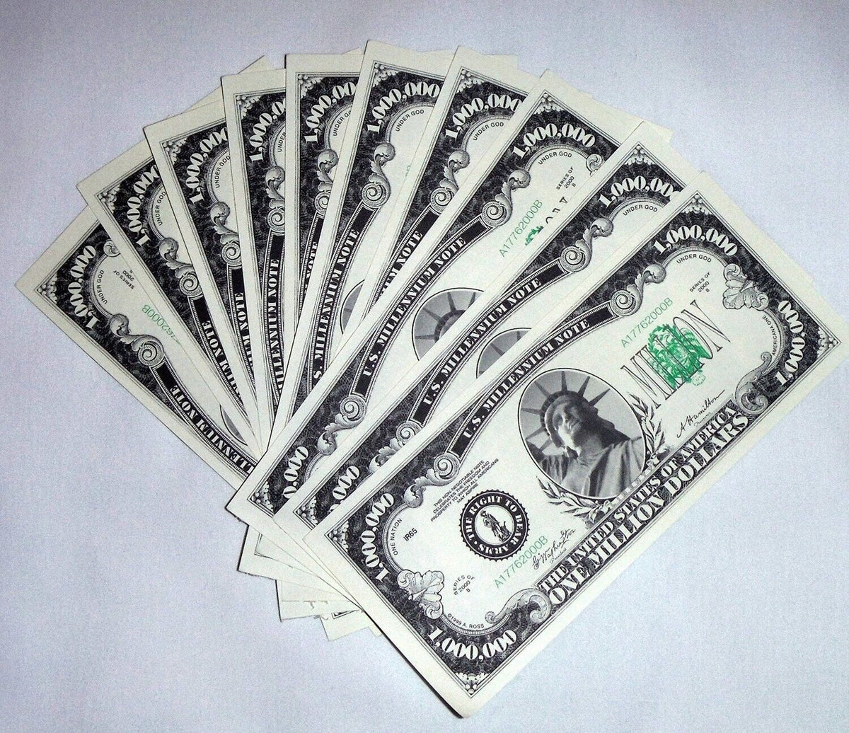 100 Classic Million Dollar Novelty Fake Play Casino Joke Money Bills